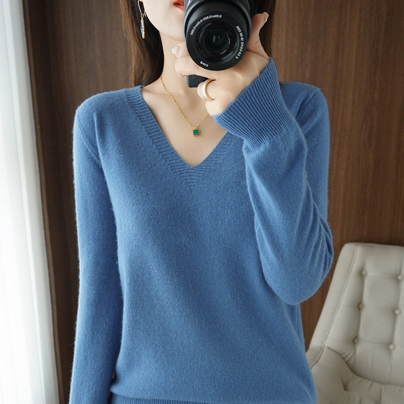 Women's Sweater Knit Bottoming Shirt Autumn And Winter Short Long Sleeves Slim Slimming