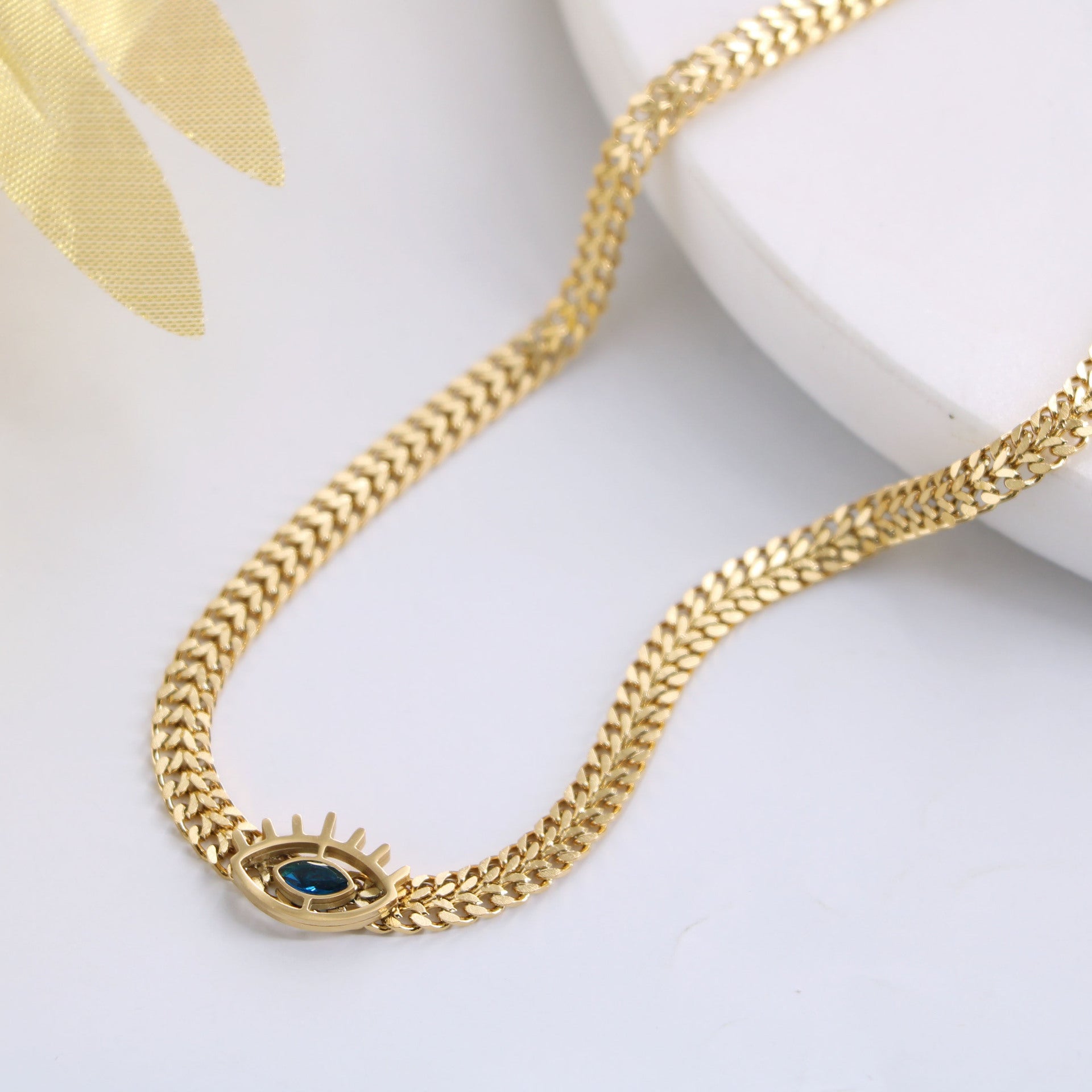 Blue Eye Element Thick Chain Necklace