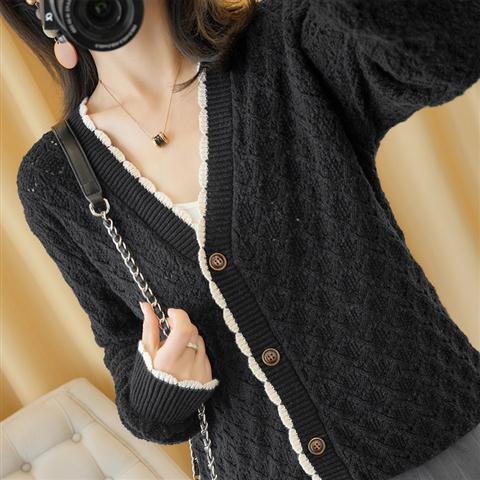 New Knitted Hollow Cardigan Women's Jacket Long Sleeve