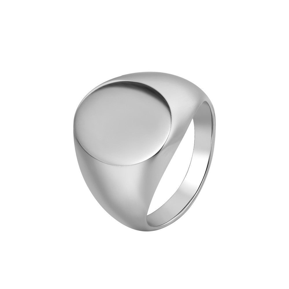 Fashion Simple Glossy Oval Titanium Steel Ring