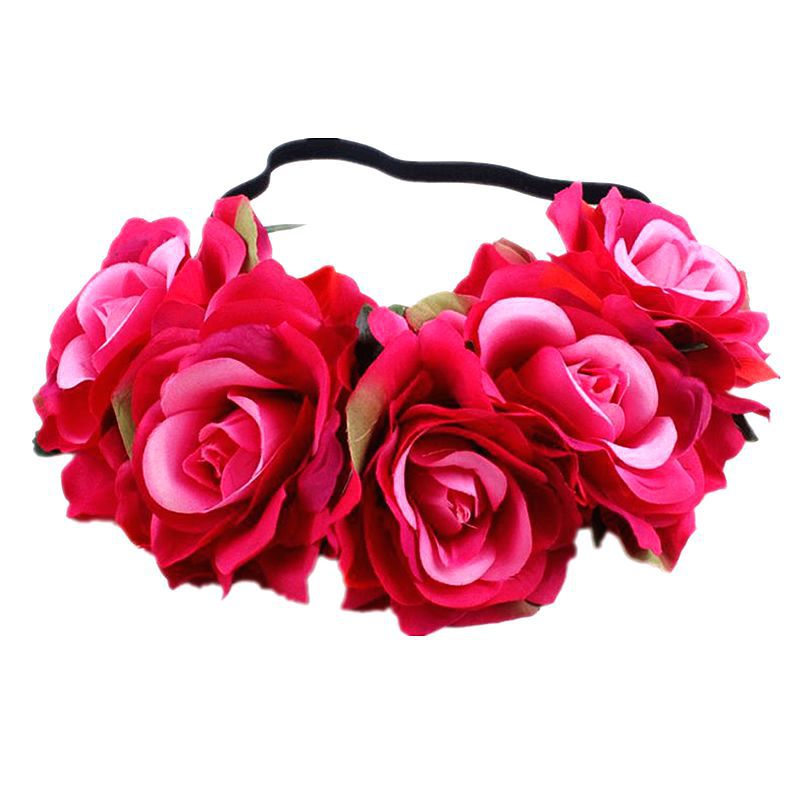 Europe And The United States 5 Red Roses Flower Headband Wreath Bridal Holiday Hair Accessories