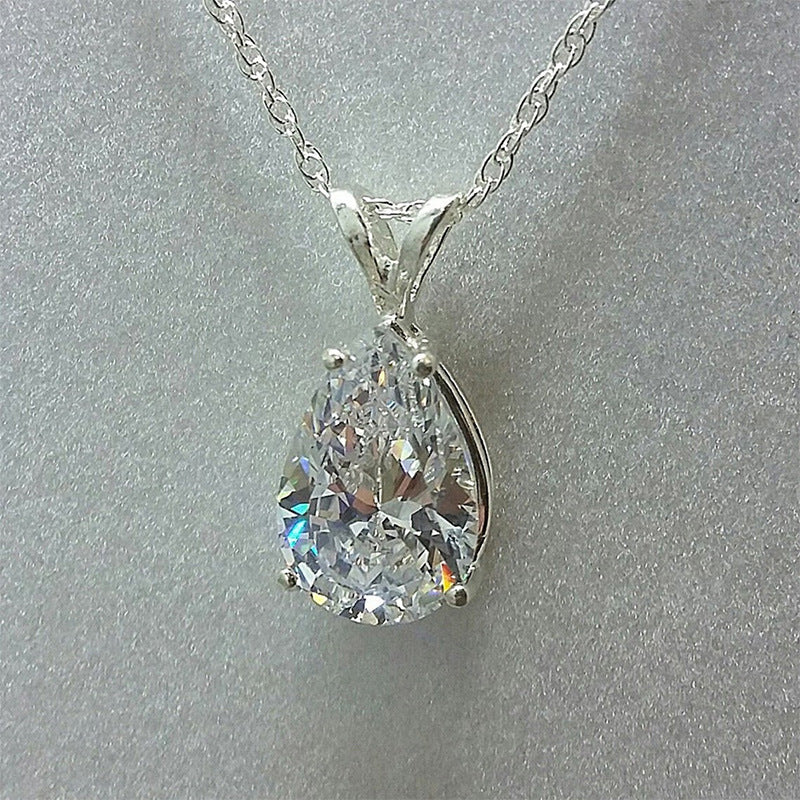 Pear Shaped Zircon Pendant With Diamond Drops