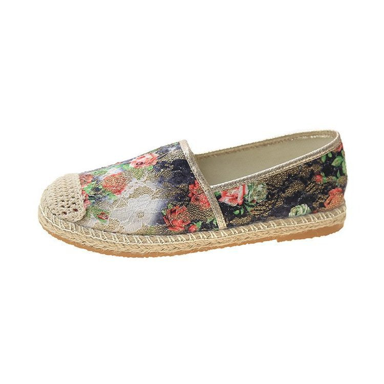 Grass Printed Fisherman's Shoes For Women's Flat Bottom