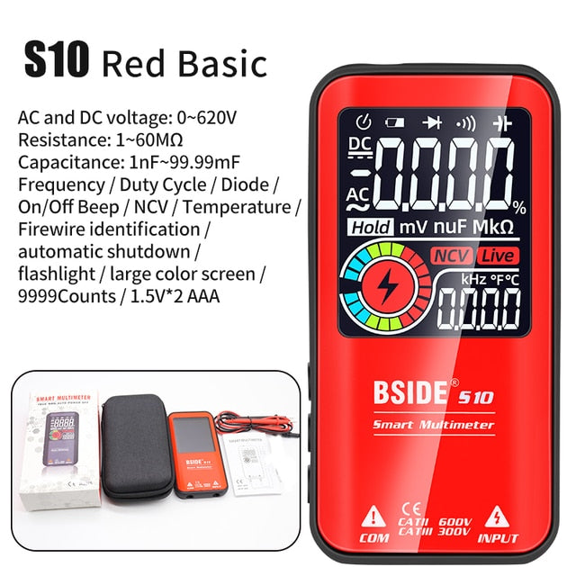 9999 Digital Multimeter T-RMS 3.5"LCD Color Display DC AC Voltage Capacitance Ohm Diode multimetro NCV Hz Live wire Tester BSIDE