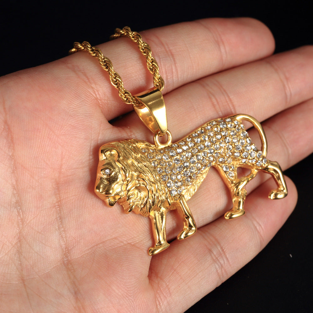 Alloy Gold-plated Lion Head Pendant