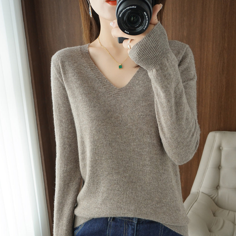 Women's Sweater Knit Bottoming Shirt Autumn And Winter Short Long Sleeves Slim Slimming