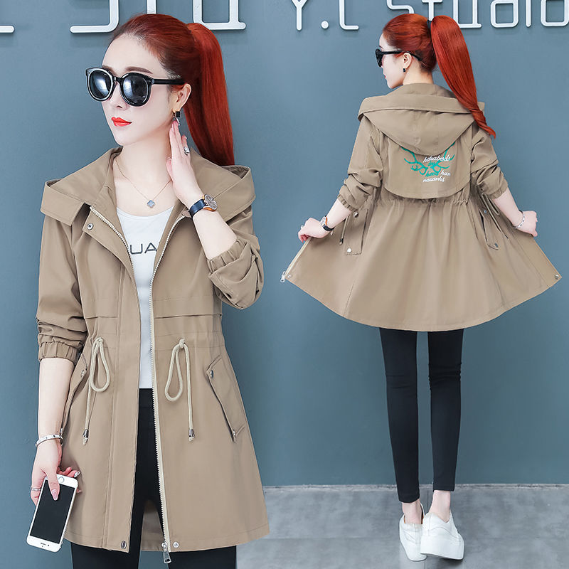 Korean Style Slim And Thin Temperament Autumn Windbreaker Women Mid-length Student Jacket Women