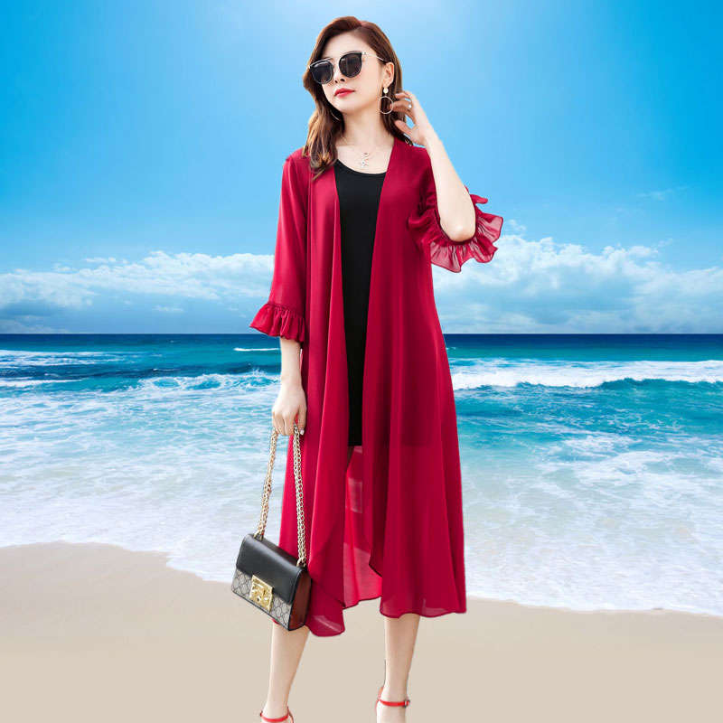 HSummer Mid-length Sun Protection Clothing Women's Thin Long Section