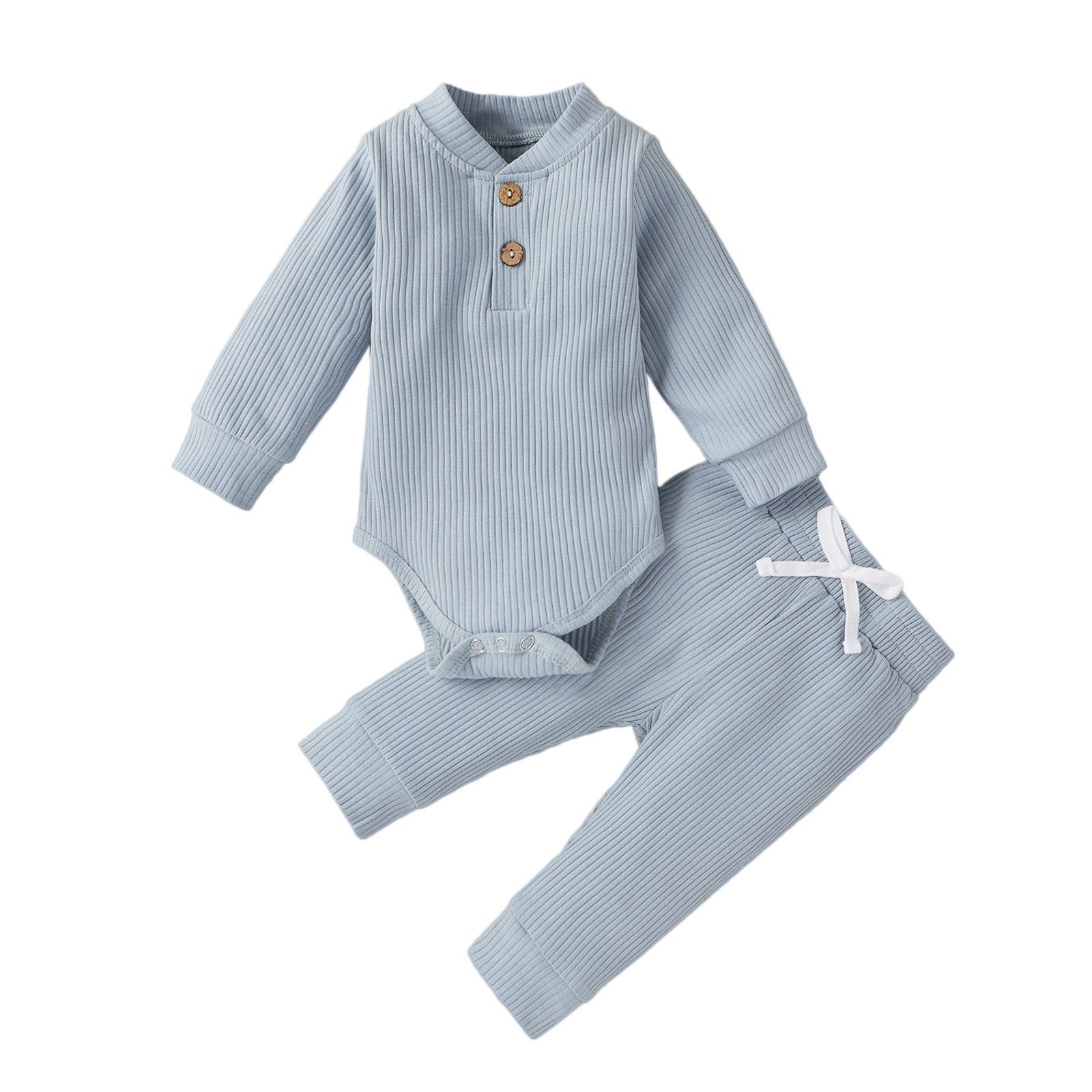 Boys And Girls Stand-up Collar Jumpsuit Long-sleeved Romper Trousers Two-piece Set