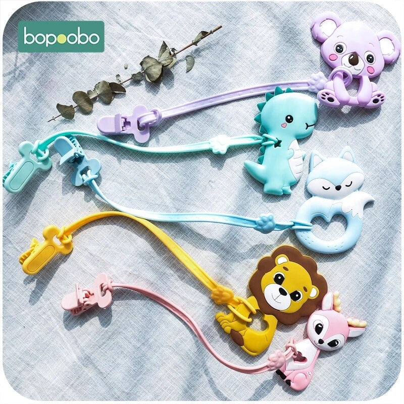 Bopoobo 1pc Baby Dummy Pacifier Chain Clip Cotton Silicone Teether Soother Nipples Holder Newborn Baby Toy Feeding Accessories