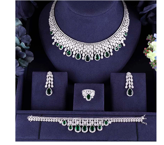 jankelly Hotsale African 4pcs Bridal Jewelry Sets New Fashion Dubai Full Jewelry Set For Women Wedding Party Accessories Design