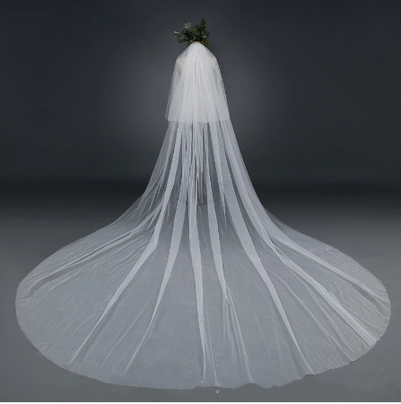 New Arrival White Ivory Cathedral Wedding Veils Long Cut Edge Bridal Veil with Comb Wedding Accessories Cheap bride mariage