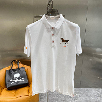 2023 tide brand summer new embroidery letters business casual short-sleeved POLO shirt lapel half-sleeve T-shirt men