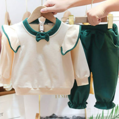 Western style little girl two-piece baby girl autumn suit 0 one 1-2-3 year old pure cotton baby clothes outing clothes