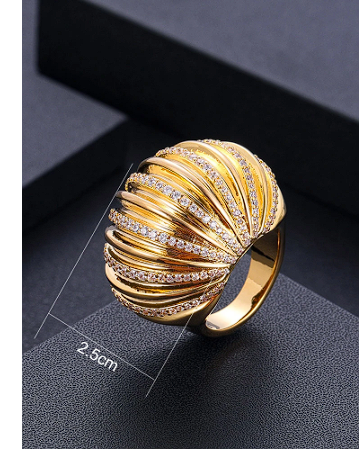 Janekelly Luxury Heart Design Bold Rings with Zirconia Stones 2022 Women Engagement Party Jewelry High Quality