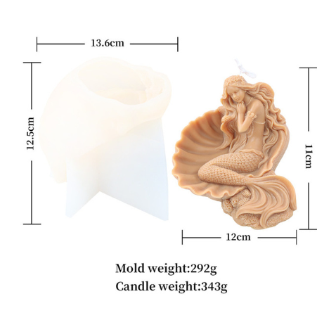 Seashell Mermaid Candle Silicone Mold DIY 3D Handmade Gypsum Wax Candle Making Supplies Aromatherapy Soap Mould Christmas Decor