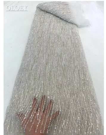 High-End Luxury French Embroidery Heavy Groom Lace Fabric African Nigerian With Sequin Fabric For Wedding Dress Party