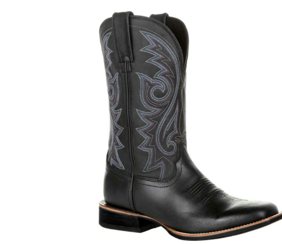 Western Cowboy Boots Black Brown Faux Leather Winter Shoes Retro Men Boots Embroidered Men Mid-calf Boots Plus Size 48 Botas