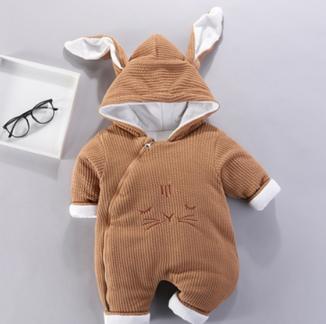 Baby one-piece clothes winter thickened baby winter clothes 0-1 year old romper climbing clothes net red newborn outing clothes