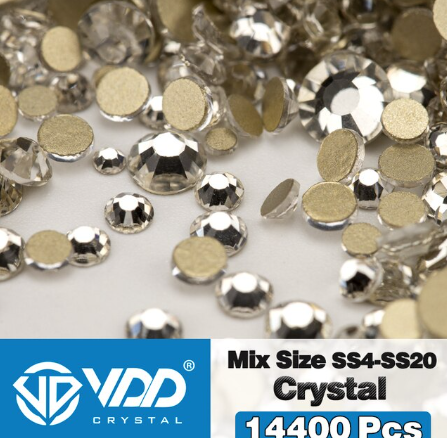 VDD 14400Pcs Wholesale SS4-SS20 Mix Size Glass Rhinestones Crystal Non HotFix Gold FlatBack Stones For DIY Nail Art Accessories