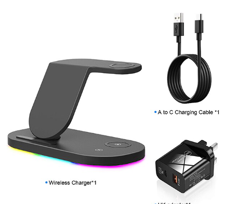 3 in 1 Wireless Charger Stand 15W Fast Charging for Samsung Galaxy S23 Ultra/S22/S21/S10 Galaxy Watch 5 4 Classic Active 2 Buds