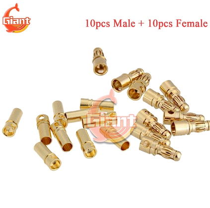 10/20pcs 3.5mm Banana Plug Connector Gold-Plated Bullet Male Female Banana Connector ESC RC Battery Motor Speed Control Plug New