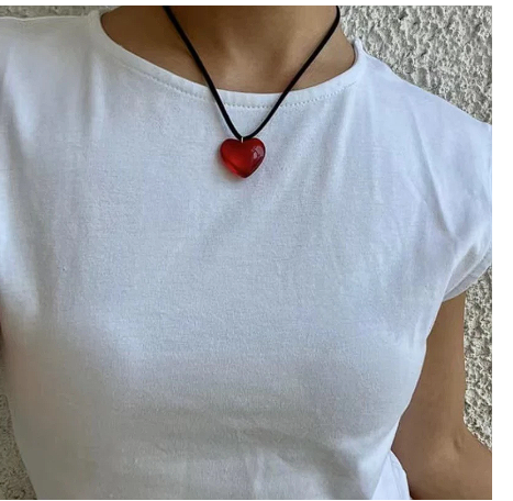 New Fashion Glass Crystal Love Heart Pendant Necklaces for Women Hot Girls Harajuku Korean Necklace Sweet Cool Y2k Jewelry 2023