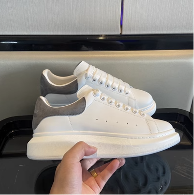 New style leather thick bottom Warren McKunlun small white shoes women's smog blue black tail reflective sponge cake men's sports shoes