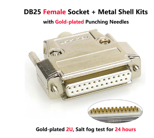 DB25 Male Plug / Female Socket Metal Shell Kit 2 Rows 25 Pin Serial Port Connector D-SUB 25 Adapters