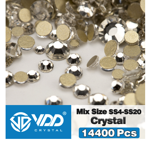 VDD 14400Pcs Wholesale SS4-SS20 Mix Size Glass Rhinestones Crystal Non HotFix Gold FlatBack Stones For DIY Nail Art Accessories