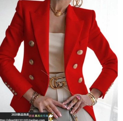 European and American style autumn and winter new style new solid color fashion casual suit short jacket female trend