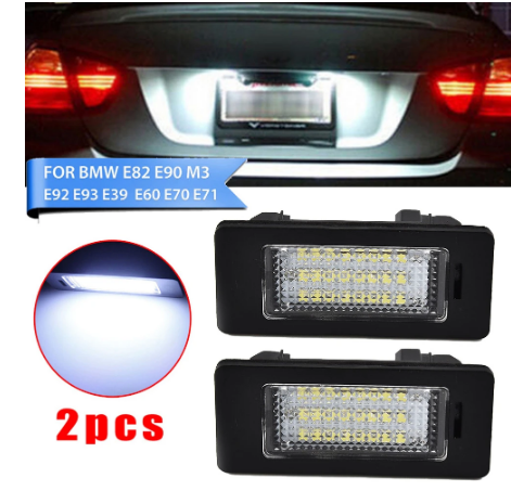 2pcs 24LED License Plate Number Light For BMW E90 M3 E92 E70 E39 F30 E60 E61 E93 6000-6500K White Car License Plate Lights Lamp