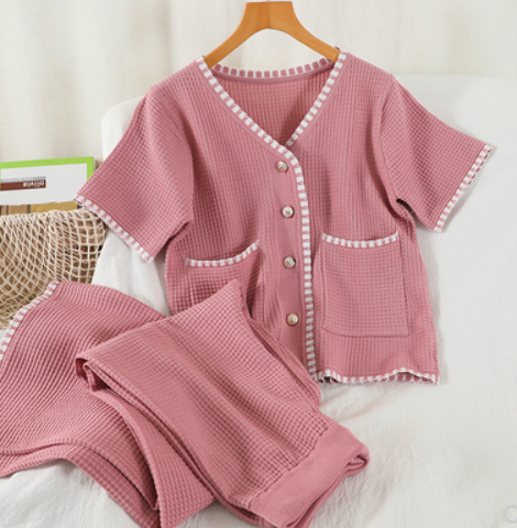 X180 Korean style summer new product suit loose cardigan knit sweater top straight wide leg casual pants two-piece female