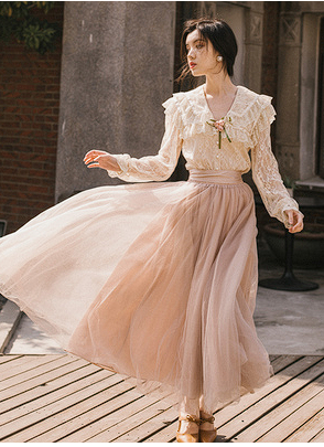 French high-end milk sweet first love escape princess suit gauze skirt fairy super fairy sweet forest two-piece spring