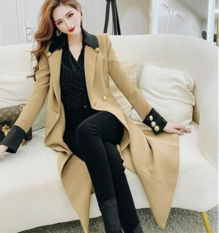 Mina custom khaki temperament quilted jacket women winter wear 2021 new style fried street hit color mid-length coat