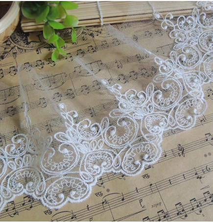 1Yard/lot Width:9.5cm White Black cotton embroidered mesh lace Garment lace trims trimmings DIY Sewing accessories