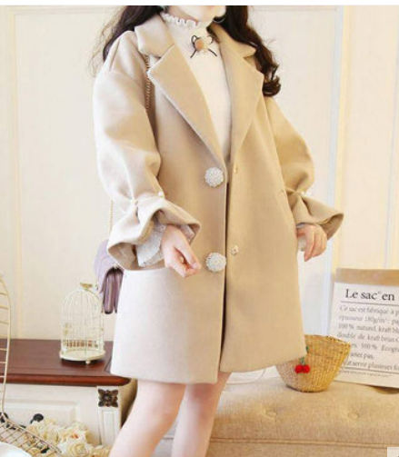 Temperament goddess small incense wind coat 2021 autumn and winter new wild mid-length suit collar small woolen coat