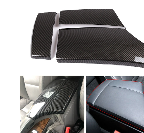 Car-styling Carbon Fiber Texture Center Control Armrest Box Cover Trim For BMW 5 Series E60 2004 2005 2006 2007 2008 2009 2010