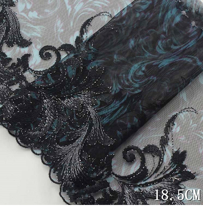 2Yards Black Blue Emebroidery Lace Trim DIY Clothing Accessories Net Lace Fabric for Bra Lingerie Sewing Crafts