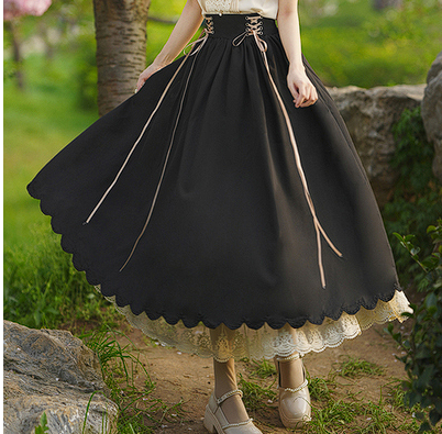 Retro French fugitive princess dress palace style high-end sense suit waist long skirt daily Lolita dress female