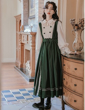 French retro light dress simple cla system long skirt female autumn and winter college style literature and art court style dress fairy