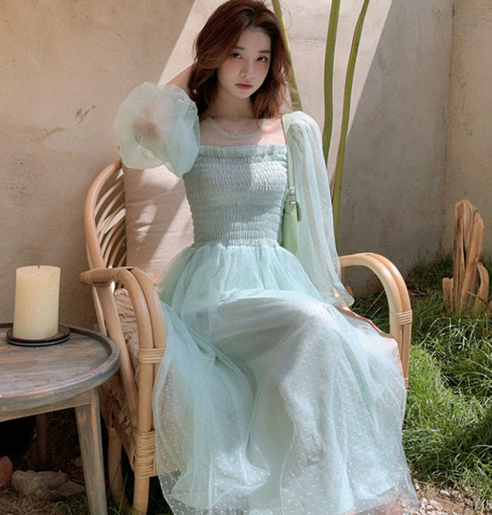 2021 new super fairy chiffon long skirt over-the-knee design sense niche all-match temperament was thin forest dress female summer