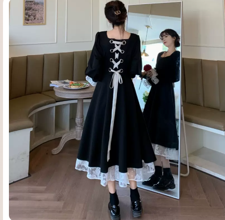 Light luxury super fairy knee-length dress women's spring and autumn new French design sense of gentle wind high-end long-sleeved dress