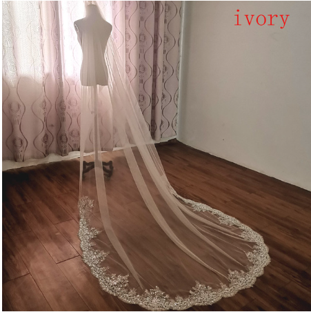 Bridal wedding veil sparkling bling bling pearl sequins lace 3m cathedral wedding hair accessories 2023 new veil