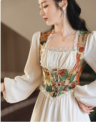 French super fairy sweet high-level milk sweet tea break fugitive princess dress retro court style oil painting white dress