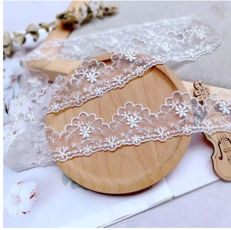 3 meters/lot 4.3cm Ivory Embroidered Lace Fabrics Women's Clothing DIY Lace Trim Doll Garment Accessories