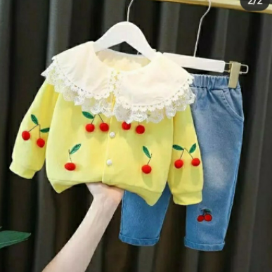 Baby girl spring and autumn clothes set, children 0 foreign style 2 cute 4 baby children's clothes 1-3 years old fashion girls autumn three-piece suit