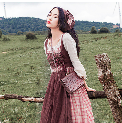 Grassland photo clothing Mori pastoral style dress ethnic style Xinjiang travel wear country style women's clothing