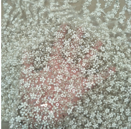 fashion heavy beading gown dress lace fabric 130cm width wedding ivory lace sell by yard