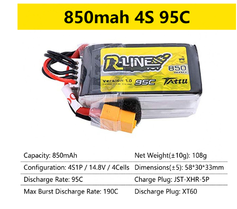 Gens Ace Tattu R-Line 1.0 2.0 LiPo Rechargeable Battery 550/650/750/850/1050/1300/1550/1800mah 95C 3S 4S 6S for RC FPV Racing